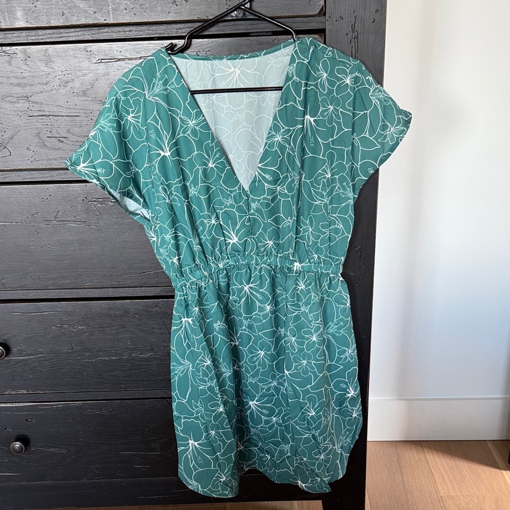 Cupshe Teal Floral Swim Coverup